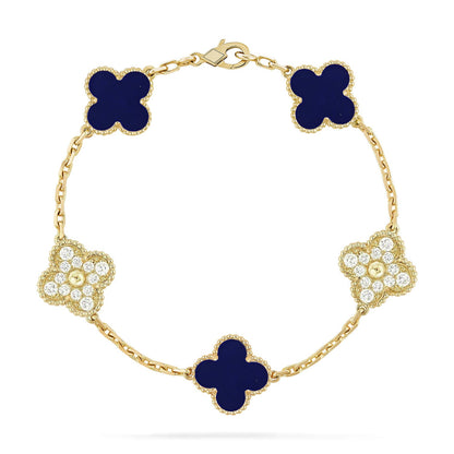 [Love's Uplift]CLOVER 5 MOTIF LAPIS LAZULI BRACELET COLLECTION