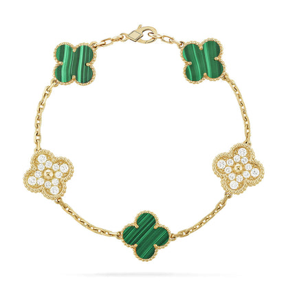 [Love's Uplift] CLOVER 5 MOTIF MALACHITE BRACELET COLLECTION