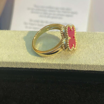 [Love's Uplift]NEW CLOVER PINK ENAMEL RINGS