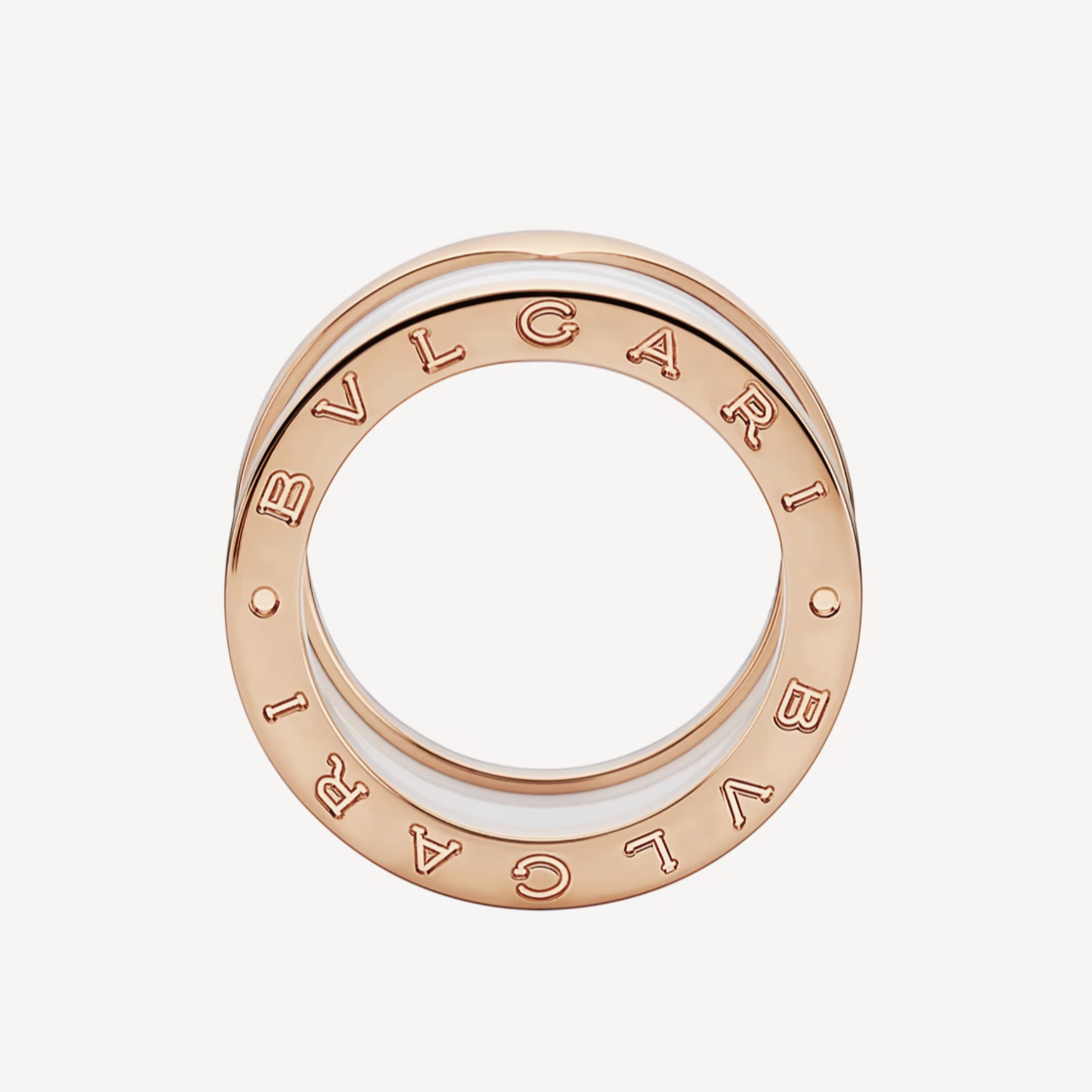 [Love's Uplift]ZERO 1 FOUR-BAND LOOPS AND WHITE CERAMIC SPIRAL PINK GOLD RING