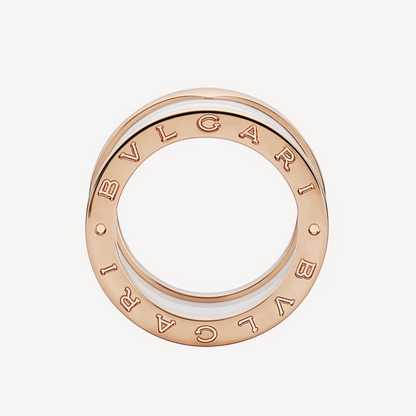 [Love's Uplift]ZERO 1 FOUR-BAND LOOPS AND WHITE CERAMIC SPIRAL PINK GOLD RING
