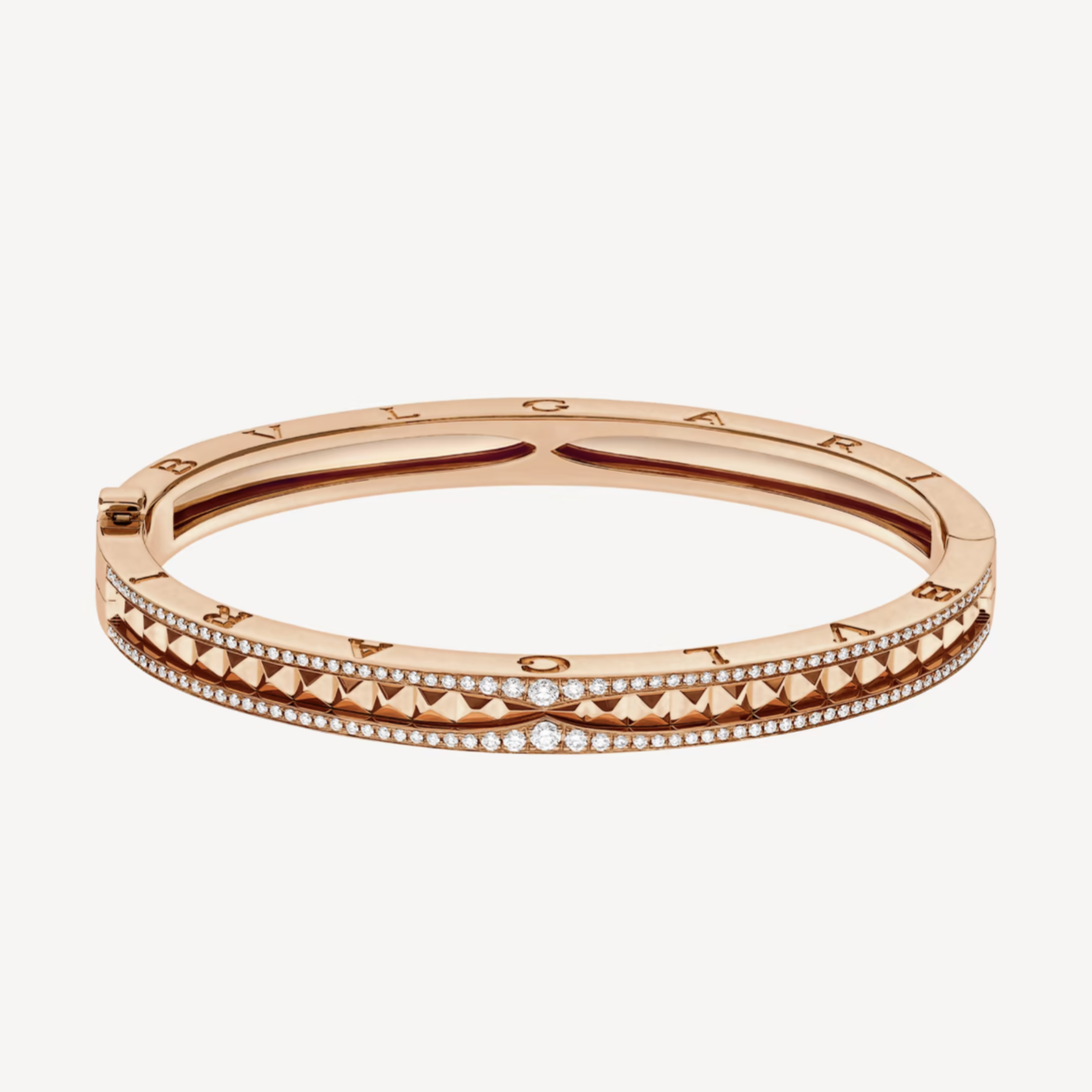 [Love's Uplift]ZERO 1 SPIRAL AND PAVED DIAMOND PINK GOLD BRACELET