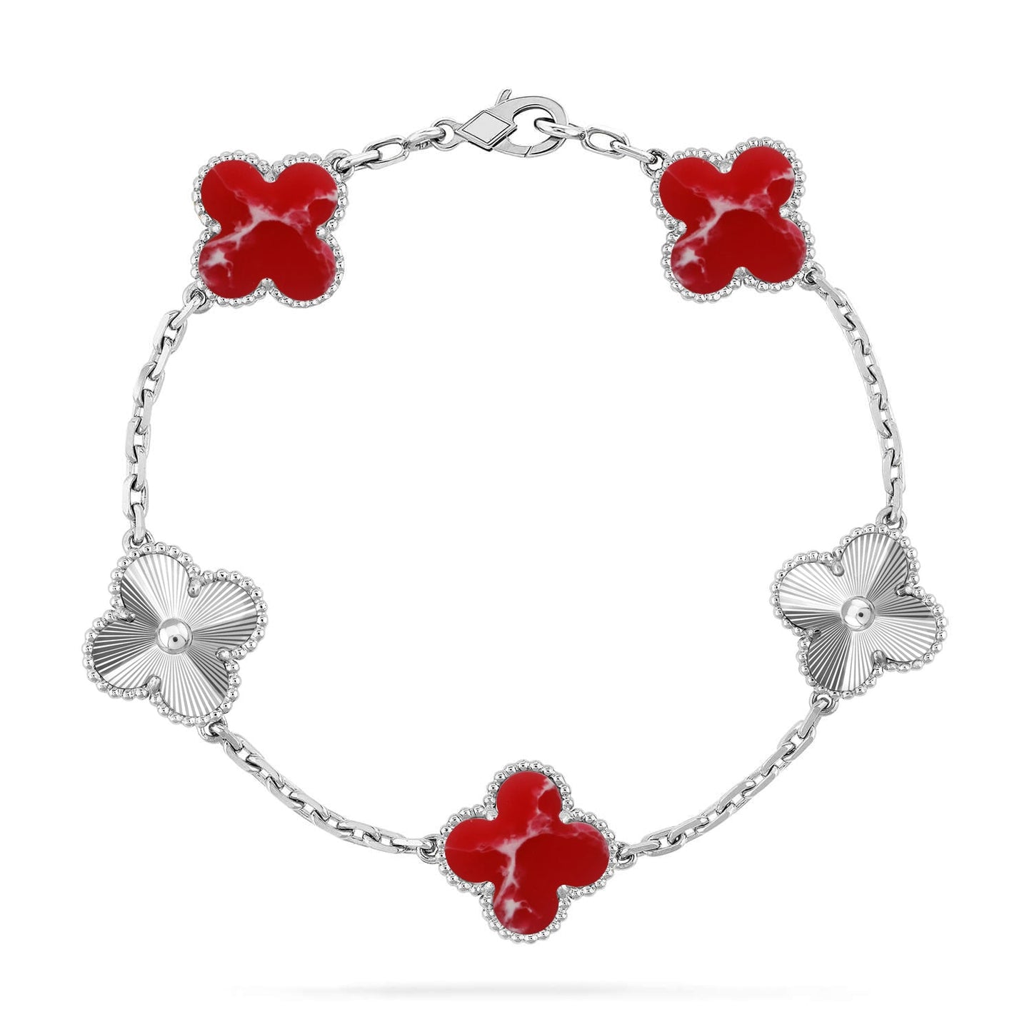 [Love's Uplift]CLOVER 5 MOTIF RED PATTERN BRACELET COLLECTION
