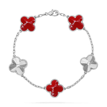[Love's Uplift]CLOVER 5 MOTIF RED PATTERN BRACELET COLLECTION