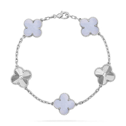 [Love's Uplift] CLOVER 5 MOTIF PURPLE CHALCEDONY BRACELET COLLECTION