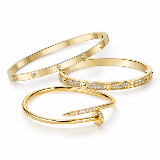 [Love's Uplift] JUSTE Diamond & LOVE Diamond Bracelet Stack Set