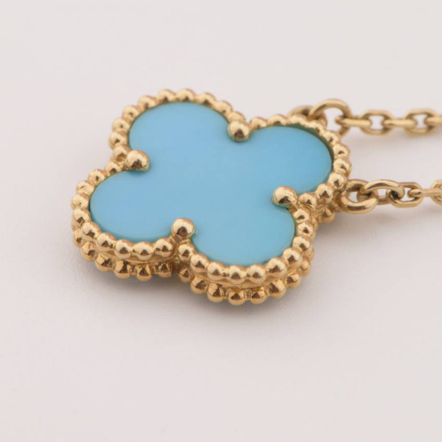 [Love's Uplift]CLOVER 15MM VINTAGE TURQUOISE NECKLACE