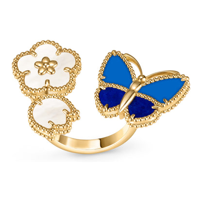 [Love's Uplift]LUCKY SPRING BUTTERFLY OPEN-FACE RINGS