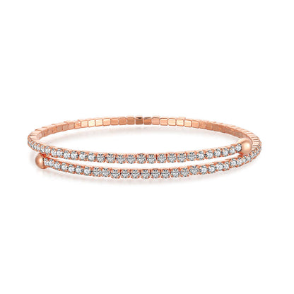 [Love's Uplift]Row of Diamonds Round Fashion Bracelet