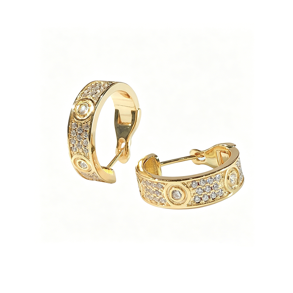 [Love's Uplift]LOVE 5.5MM DIAMOND PAVED EARRINGS
