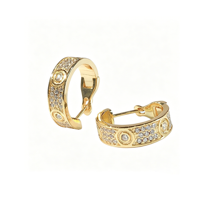 [Love's Uplift]LOVE 5.5MM DIAMOND PAVED EARRINGS
