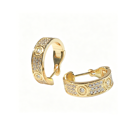 [Love's Uplift]LOVE 5.5MM DIAMOND PAVED EARRINGS