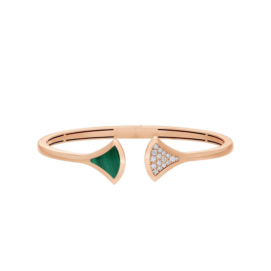 [Love's Uplift]DREAM BRACELET OPEN MALACHITE PINK GOLD