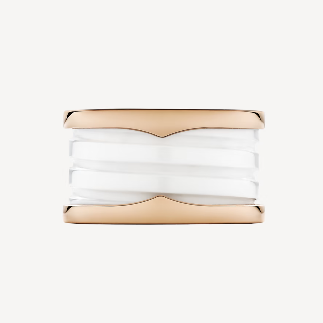 [Love's Uplift]ZERO 1 FOUR-BAND LOOPS AND WHITE CERAMIC SPIRAL PINK GOLD RING