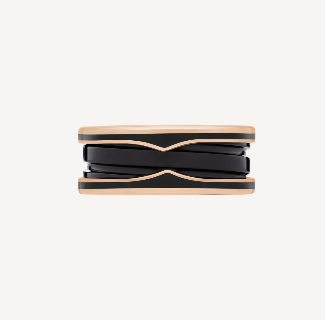 [Love's Uplift]ZERO 1 TWO-BAND WITH MATTE BLACK CERAMIC PINK GOLD RING