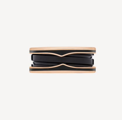 [Love's Uplift]ZERO 1 TWO-BAND WITH MATTE BLACK CERAMIC PINK GOLD RING