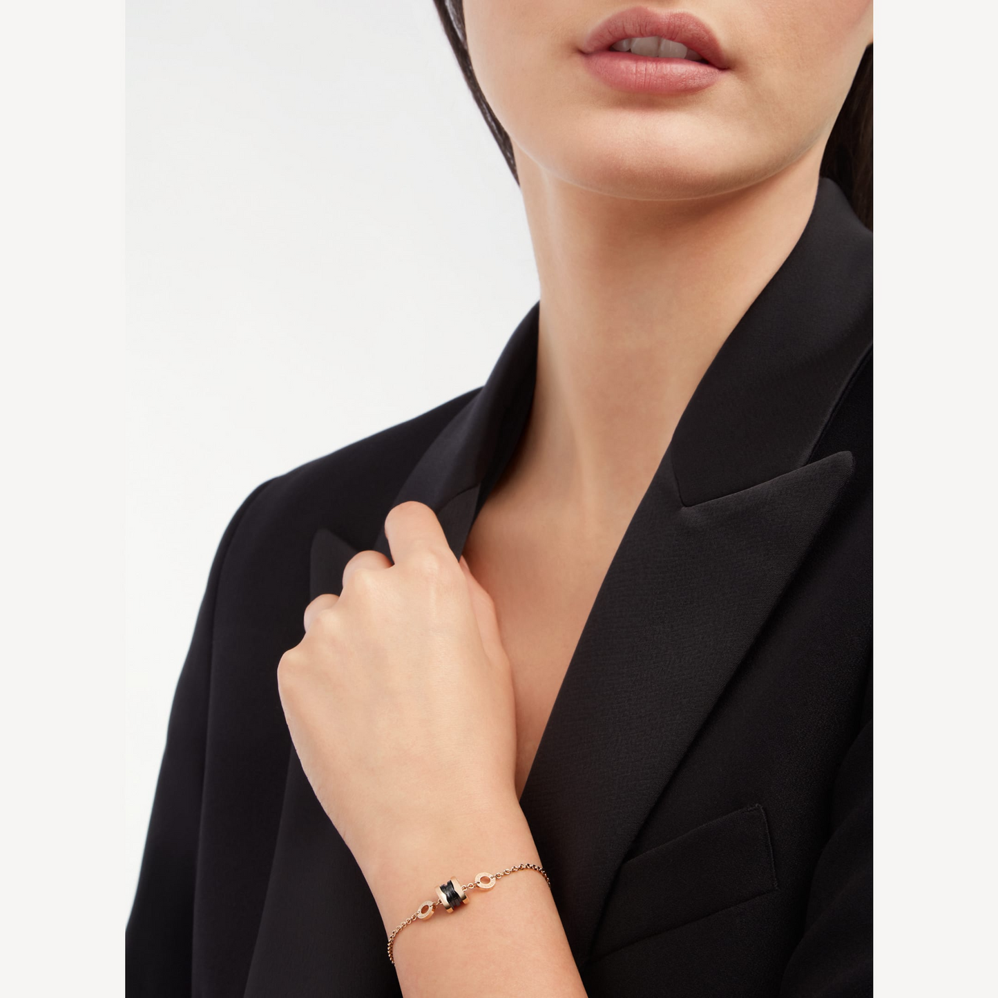 [Love's Uplift]ZERO 1 SOFT PINK GOLD AND BLACK CERAMIC BRACELET