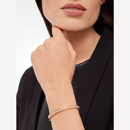 [Love's Uplift]ZERO 1 SPIRAL AND PAVED DIAMOND PINK GOLD BRACELET