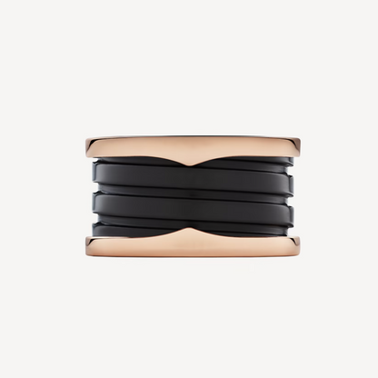 [Love's Uplift]ZERO 1 FOUR-BAND LOOPS AND BLACK CERAMIC SPIRAL PINK GOLD RING