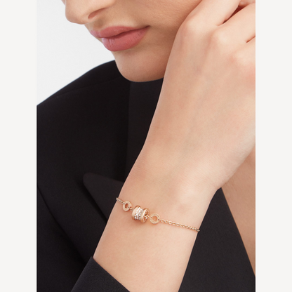 [Love's Uplift]ZERO 1 SOFT PINK GOLD WITH PAVED DIAMONDS ON THE SPIRAL BRACELET