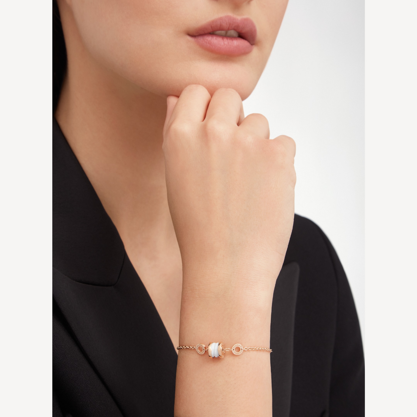 [Love's Uplift]ZERO 1 SOFT PINK GOLD AND WHITE CERAMIC BRACELET