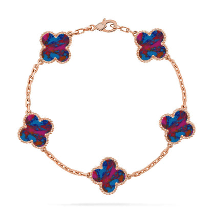 [Love's Uplift]CLOVER 5 MOTIF COLOR GEMSTONES BRACELET COLLECTION