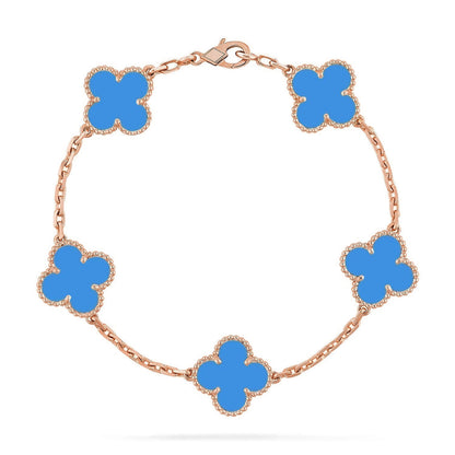 [Love's Uplift] CLOVER 5 MOTIF BLUE AGATE BRACELET COLLECTION