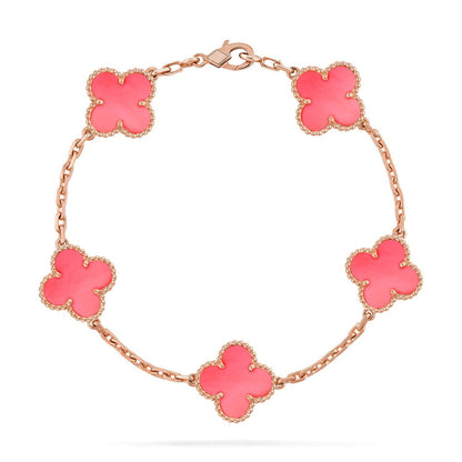 [Love's Uplift] CLOVER 5 MOTIFS  PINK MOP BRACELET COLLECTION