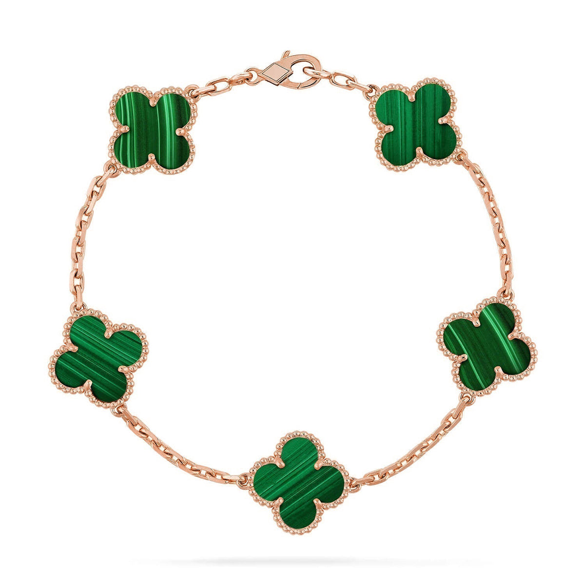 [Love's Uplift] CLOVER 5 MOTIF MALACHITE BRACELET COLLECTION