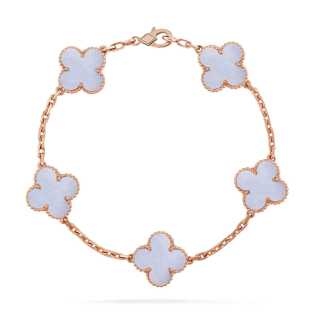 [Love's Uplift] CLOVER 5 MOTIF PURPLE CHALCEDONY BRACELET COLLECTION