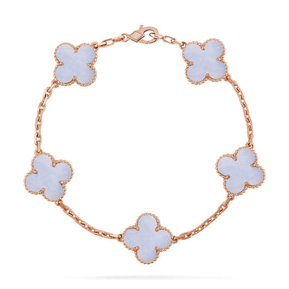 [Love's Uplift] CLOVER 5 MOTIF PURPLE CHALCEDONY BRACELET COLLECTION