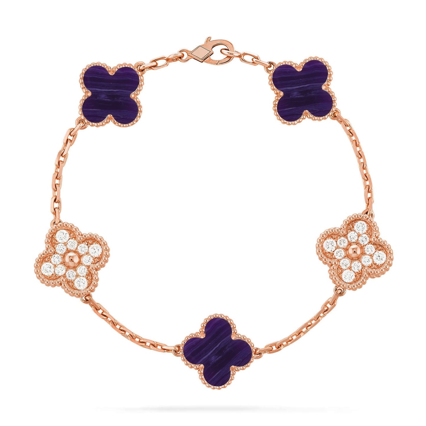[Love's Uplift]CLOVER 5 MOTIF PURPLE STRIPES BRACELET COLLECTION