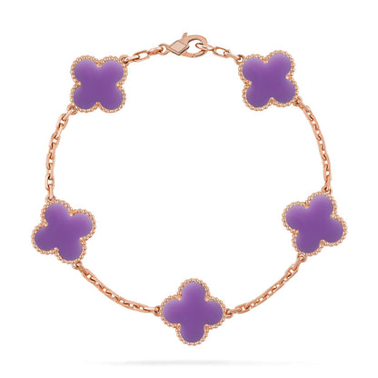 [Love's Uplift]CLOVER 5 MOTIF LIGHT PURPLE BRACELET COLLECTION