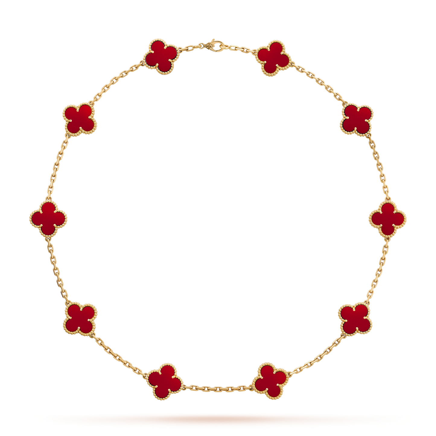 [Love's Uplift]CLOVER 10 MOTIFS CARNELIAN NECKLACE