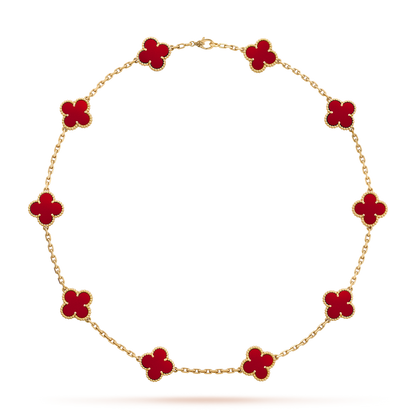 [Love's Uplift]CLOVER 10 MOTIFS CARNELIAN NECKLACE