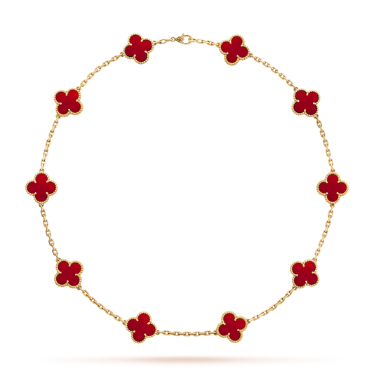 [Love's Uplift]CLOVER 10 MOTIFS CARNELIAN NECKLACE
