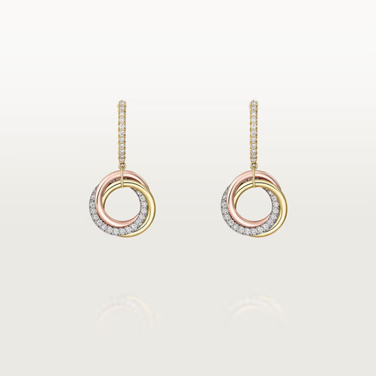 [Love's Uplift]TRINITY HALF DIAMOND  EARRINGS