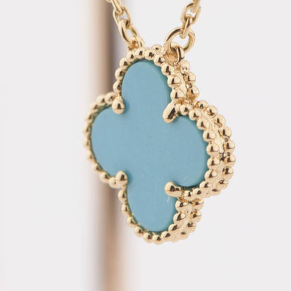 [Love's Uplift]CLOVER 15MM VINTAGE TURQUOISE NECKLACE