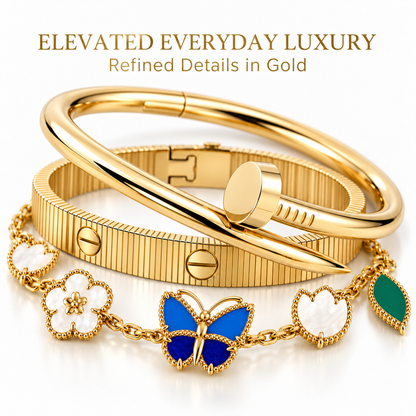 [Love's Uplift]Clover Lucky Spring & Love & Juste Garden 3-Piece  Bracelet Stack Set