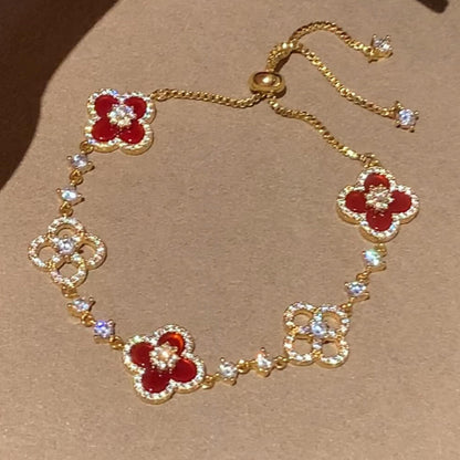 [Love's Uplift]CLOVER 5 MOTIF PINK BLUE RED WHITE BRACELET