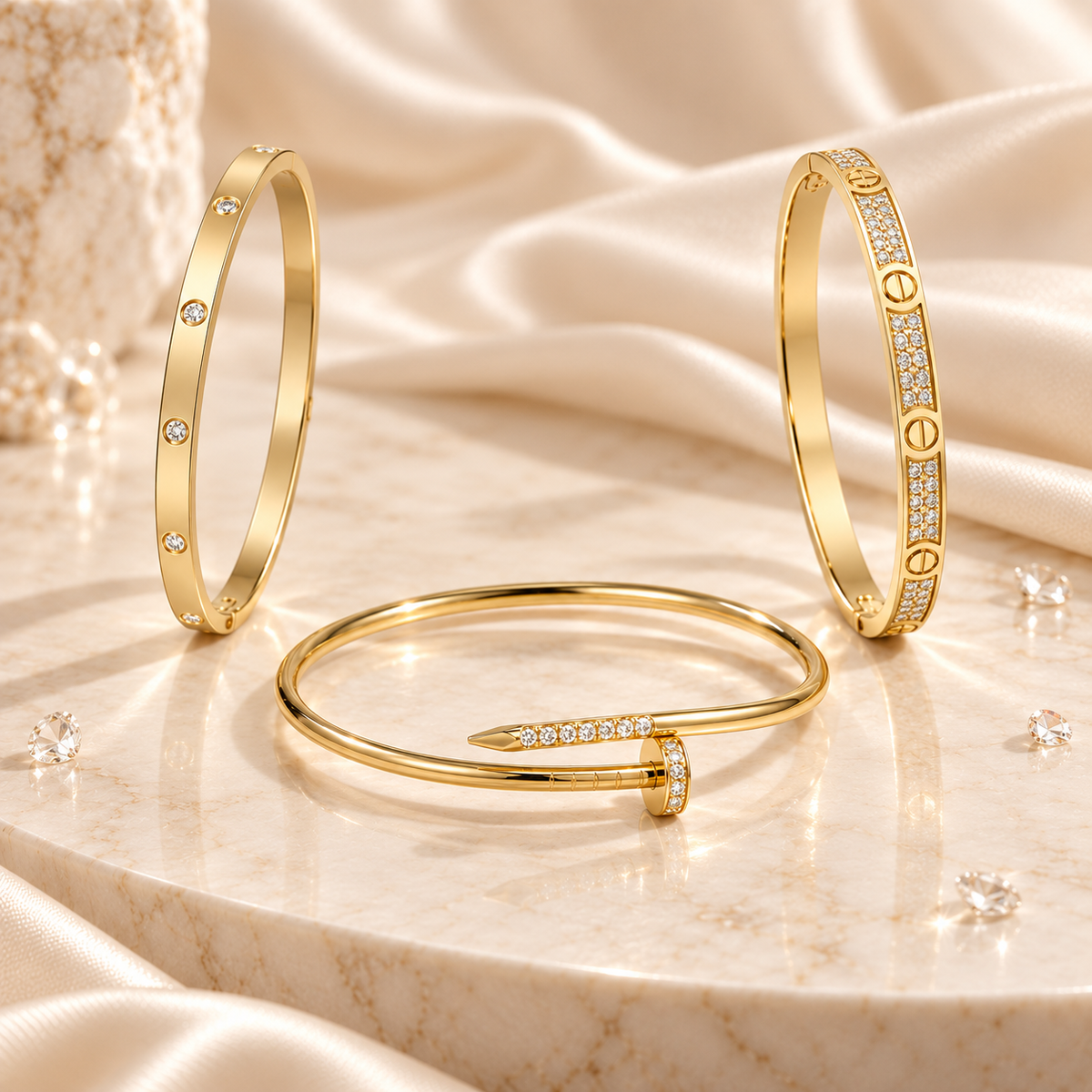 [Love's Uplift] JUSTE Diamond & LOVE Diamond Bracelet Stack Set
