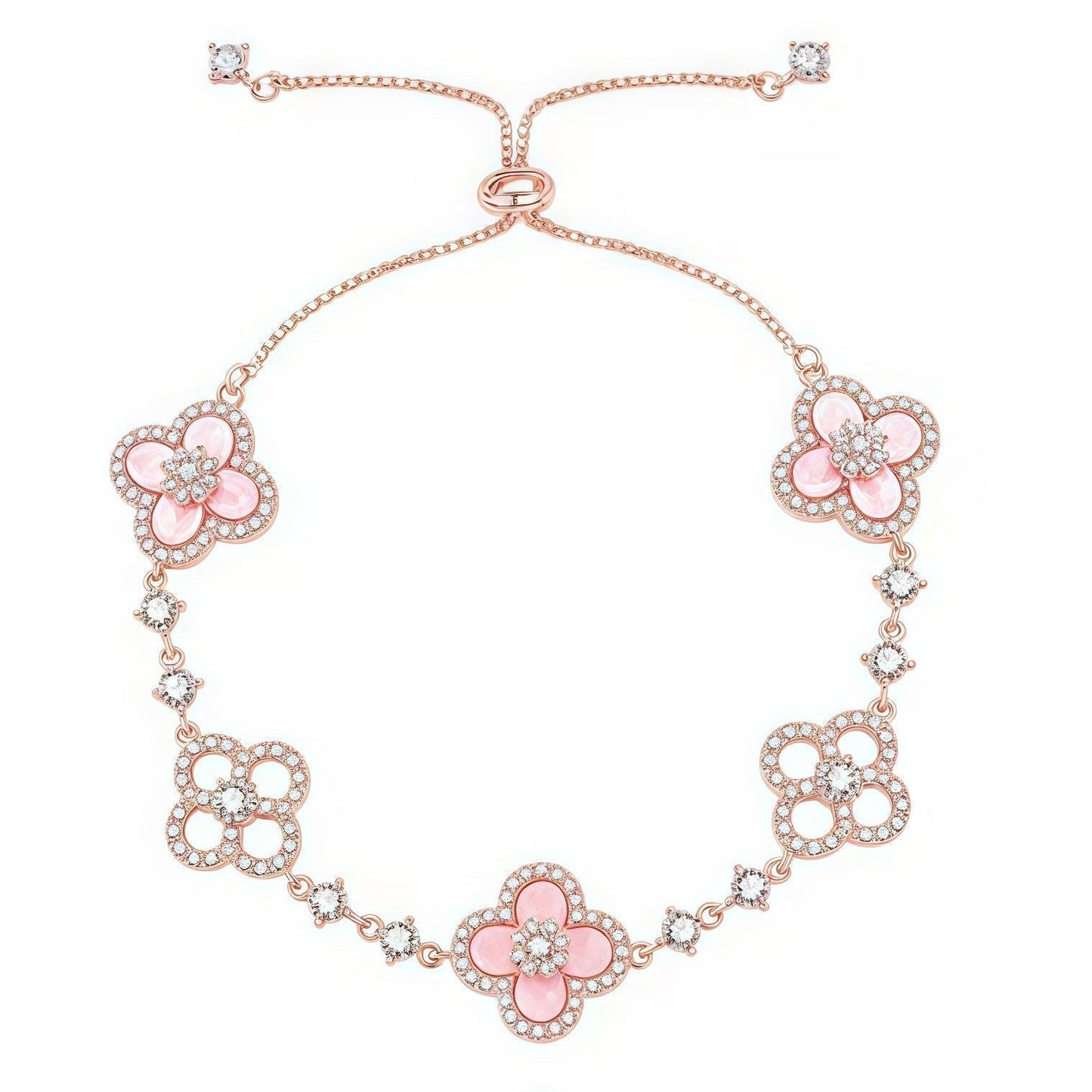 [Love's Uplift]CLOVER 5 MOTIF PINK BLUE RED WHITE BRACELET