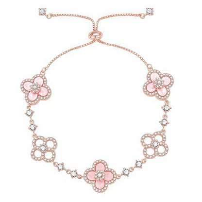[Love's Uplift]CLOVER 5 MOTIF PINK BLUE RED WHITE BRACELET