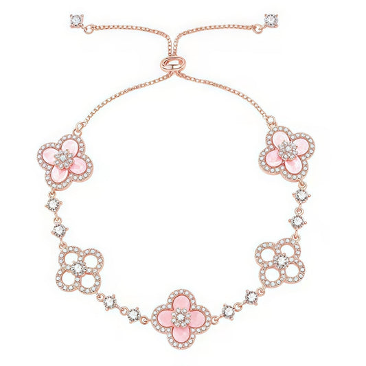 [Love's Uplift]CLOVER 5 MOTIF PINK BLUE RED WHITE BRACELET