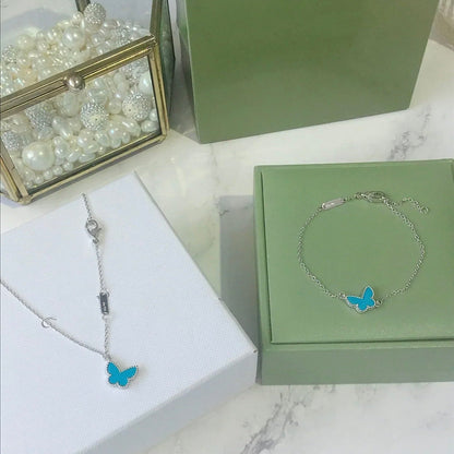 [Love's Uplift]BUTTERFLY TURQUOISE BUTTERFLY BRACELET SILVER