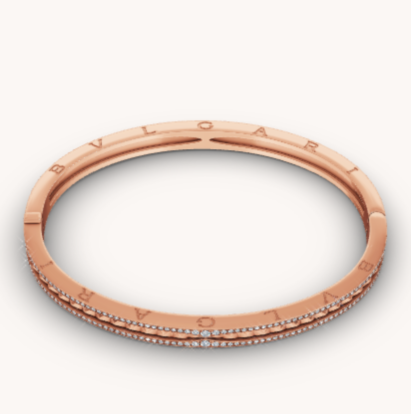 [Love's Uplift]ZERO 1 SPIRAL AND PAVED DIAMOND PINK GOLD BRACELET