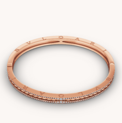 [Love's Uplift]ZERO 1 SPIRAL AND PAVED DIAMOND PINK GOLD BRACELET