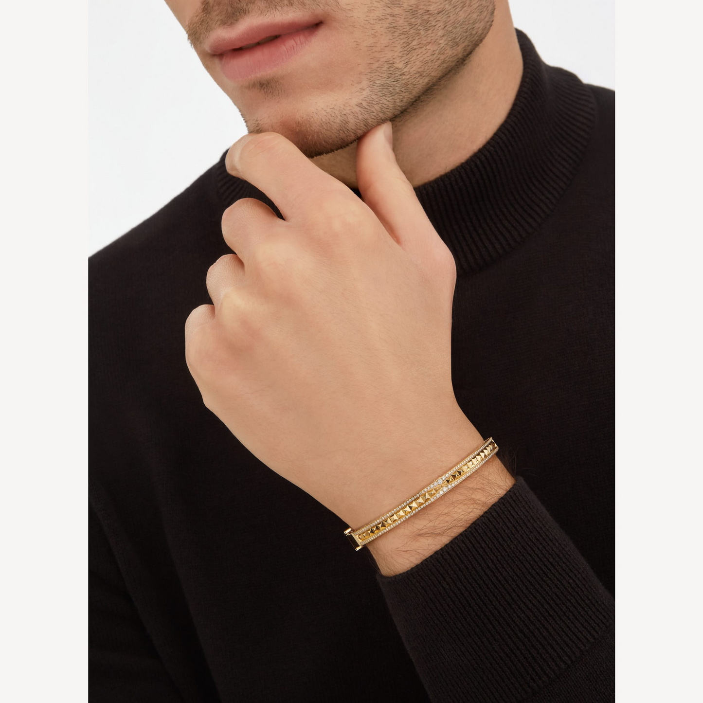 [Love's Uplift]ZERO 1 SPIRAL AND PAVED DIAMOND GOLD BRACELET