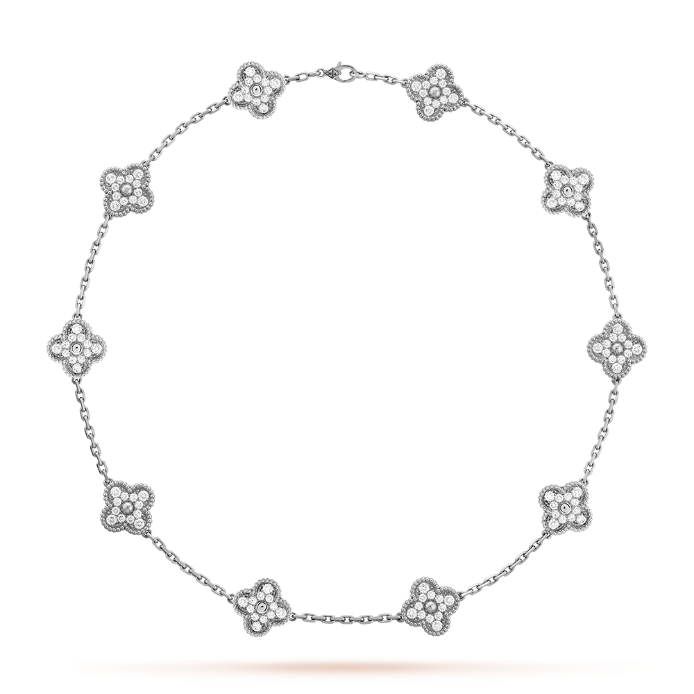 [Love's Uplift]CLOVER 10 MOTIFS DIAMOND NECKLACE