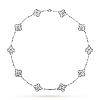 [Love's Uplift]CLOVER 10 MOTIFS DIAMOND NECKLACE